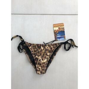 Jungle Gurl Animal Print Metallic String Bikini Bottom